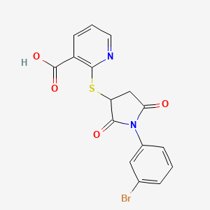2-((1-(3-Bromophenyl)-2,5-dioxopyrrolidin-3-yl)thio)nicotinic acid