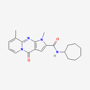 molecular formula C20H24N4O2 B2504505 N-cycloheptyl-1,9-dimethyl-4-oxo-1,4-dihydropyrido[1,2-a]pyrrolo[2,3-d]pyrimidine-2-carboxamide CAS No. 864855-01-6
