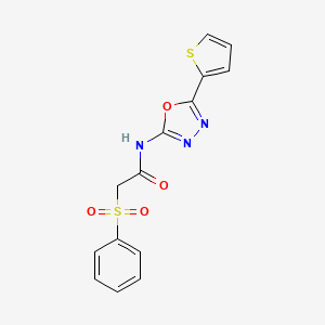 molecular formula C14H11N3O4S2 B2504510 2-(phenylsulfonyl)-N-(5-(thiophen-2-yl)-1,3,4-oxadiazol-2-yl)acetamide CAS No. 898427-85-5