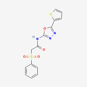2-(benzenesulfonyl)-N-(5-thiophen-2-yl-1,3,4-oxadiazol-2-yl)acetamide