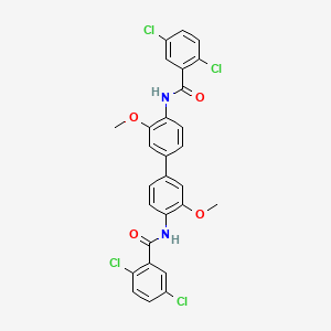 molecular formula C28H20Cl4N2O4 B2504511 2,5-dichloro-N-[4'-(2,5-dichlorobenzamido)-3,3'-dimethoxy-[1,1'-biphenyl]-4-yl]benzamide CAS No. 392246-48-9
