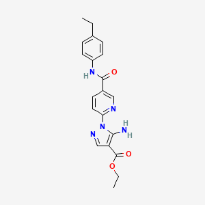 molecular formula C20H21N5O3 B2504520 ethyl 5-amino-1-{5-[(4-ethylphenyl)carbamoyl]pyridin-2-yl}-1H-pyrazole-4-carboxylate CAS No. 1189510-86-8