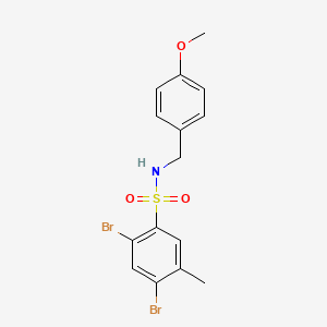molecular formula C15H15Br2NO3S B2504534 2,4-dibromo-N-(4-methoxybenzyl)-5-methylbenzenesulfonamide CAS No. 2379996-69-5