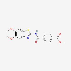 molecular formula C18H14N2O5S B2504569 methyl 4-({10,13-dioxa-4-thia-6-azatricyclo[7.4.0.0^{3,7}]trideca-1,3(7),5,8-tetraen-5-yl}carbamoyl)benzoate CAS No. 892843-40-2