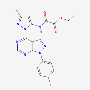 molecular formula C19H16FN7O3 B2504607 ethyl ({1-[1-(4-fluorophenyl)-1H-pyrazolo[3,4-d]pyrimidin-4-yl]-3-methyl-1H-pyrazol-5-yl}carbamoyl)formate CAS No. 1007060-59-4