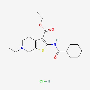 molecular formula C19H29ClN2O3S B2504631 ethyl 2-cyclohexaneamido-6-ethyl-4H,5H,6H,7H-thieno[2,3-c]pyridine-3-carboxylate hydrochloride CAS No. 1177659-05-0