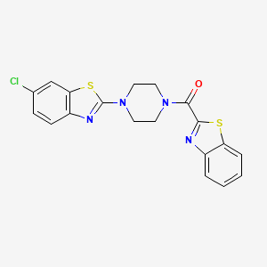 molecular formula C19H15ClN4OS2 B2504661 2-[4-(1,3-benzothiazole-2-carbonyl)piperazin-1-yl]-6-chloro-1,3-benzothiazole CAS No. 897471-24-8