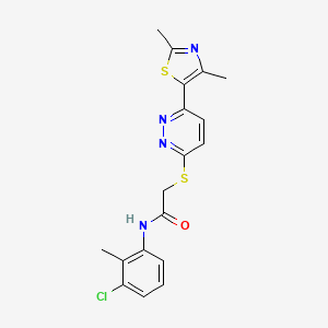 molecular formula C18H17ClN4OS2 B2504688 N-(3-chloro-2-methylphenyl)-2-((6-(2,4-dimethylthiazol-5-yl)pyridazin-3-yl)thio)acetamide CAS No. 894010-79-8