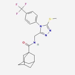 molecular formula C22H25F3N4OS B2504703 N-{[5-(methylsulfanyl)-4-[4-(trifluoromethyl)phenyl]-4H-1,2,4-triazol-3-yl]methyl}adamantane-1-carboxamide CAS No. 477302-40-2