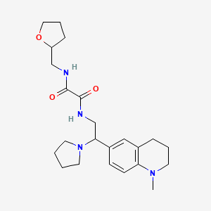molecular formula C23H34N4O3 B2504744 N'-[2-(1-methyl-1,2,3,4-tetrahydroquinolin-6-yl)-2-(pyrrolidin-1-yl)ethyl]-N-[(oxolan-2-yl)methyl]ethanediamide CAS No. 922065-09-6