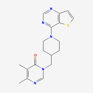 molecular formula C18H21N5OS B2504782 5,6-Dimethyl-3-[(1-{thieno[3,2-d]pyrimidin-4-yl}piperidin-4-yl)methyl]-3,4-dihydropyrimidin-4-one CAS No. 2200300-56-5