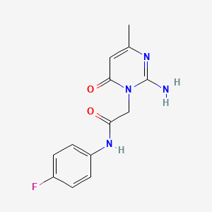 molecular formula C13H13FN4O2 B2504784 2-(2-amino-4-methyl-6-oxo-1,6-dihydropyrimidin-1-yl)-N-(4-fluorophenyl)acetamide CAS No. 1251609-94-5