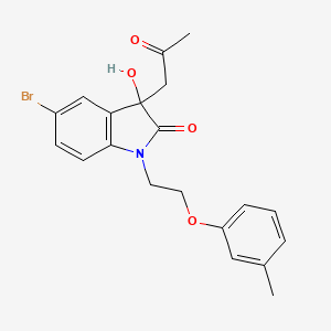 molecular formula C20H20BrNO4 B2504790 5-Bromo-3-hydroxy-3-(2-oxopropyl)-1-(2-(m-tolyloxy)ethyl)indolin-2-one CAS No. 879049-00-0