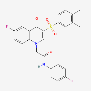 molecular formula C25H20F2N2O4S B2504826 2-[3-(3,4-dimethylbenzenesulfonyl)-6-fluoro-4-oxo-1,4-dihydroquinolin-1-yl]-N-(4-fluorophenyl)acetamide CAS No. 872207-54-0