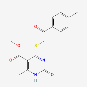 molecular formula C17H18N2O4S B2504828 ethyl 6-methyl-4-{[2-(4-methylphenyl)-2-oxoethyl]sulfanyl}-2-oxo-1,2-dihydropyrimidine-5-carboxylate CAS No. 899957-36-9