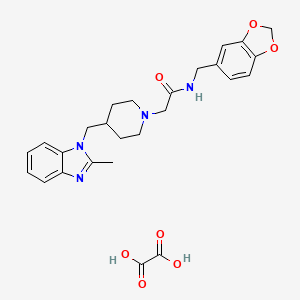 molecular formula C26H30N4O7 B2504833 N-(benzo[d][1,3]dioxol-5-ylmethyl)-2-(4-((2-methyl-1H-benzo[d]imidazol-1-yl)methyl)piperidin-1-yl)acetamide oxalate CAS No. 1351586-71-4