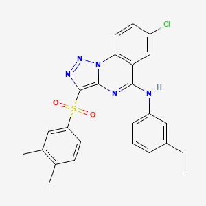 molecular formula C25H22ClN5O2S B2504845 7-CHLORO-3-(3,4-DIMETHYLBENZENESULFONYL)-N-(3-ETHYLPHENYL)-[1,2,3]TRIAZOLO[1,5-A]QUINAZOLIN-5-AMINE CAS No. 893788-61-9