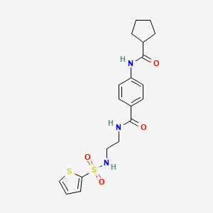 molecular formula C19H23N3O4S2 B2504848 4-cyclopentaneamido-N-[2-(thiophene-2-sulfonamido)ethyl]benzamide CAS No. 1091473-30-1