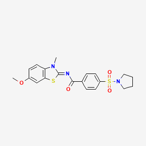 molecular formula C20H21N3O4S2 B2504851 (E)-N-(6-methoxy-3-methylbenzo[d]thiazol-2(3H)-ylidene)-4-(pyrrolidin-1-ylsulfonyl)benzamide CAS No. 850781-96-3