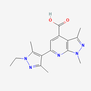 molecular formula C16H19N5O2 B2504853 6-(1-ethyl-3,5-dimethyl-1H-pyrazol-4-yl)-1,3-dimethyl-1H-pyrazolo[3,4-b]pyridine-4-carboxylic acid CAS No. 1006348-91-9