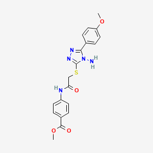 molecular formula C19H19N5O4S B2504871 methyl 4-(2-{[4-amino-5-(4-methoxyphenyl)-4H-1,2,4-triazol-3-yl]sulfanyl}acetamido)benzoate CAS No. 784186-87-4
