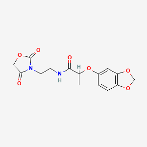 2-(benzo[d][1,3]dioxol-5-yloxy)-N-(2-(2,4-dioxooxazolidin-3-yl)ethyl)propanamide