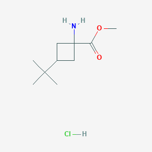 molecular formula C10H20ClNO2 B2504904 methyl1-amino-3-tert-butylcyclobutane-1-carboxylatehydrochloride,Mixtureofdiastereomers CAS No. 2580238-10-2