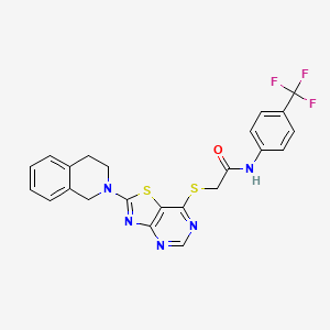 2-((2-(3,4-dihydroisoquinolin-2(1H)-yl)thiazolo[4,5-d]pyrimidin-7-yl)thio)-N-(4-(trifluoromethyl)phenyl)acetamide