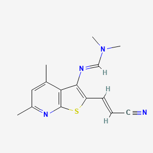 N'-[2-[(E)-2-cyanoethenyl]-4,6-dimethylthieno[2,3-b]pyridin-3-yl]-N,N-dimethylmethanimidamide