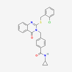 molecular formula C26H22ClN3O2S B2504936 4-((2-((2-chlorobenzyl)thio)-4-oxoquinazolin-3(4H)-yl)methyl)-N-cyclopropylbenzamide CAS No. 1115433-50-5