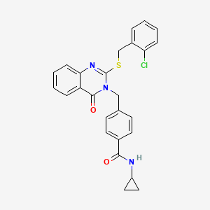 4-((2-((2-chlorobenzyl)thio)-4-oxoquinazolin-3(4H)-yl)methyl)-N-cyclopropylbenzamide