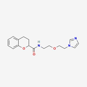 molecular formula C17H21N3O3 B2504976 N-(2-(2-(1H-imidazol-1-yl)ethoxy)ethyl)chroman-2-carboxamide CAS No. 2034537-50-1