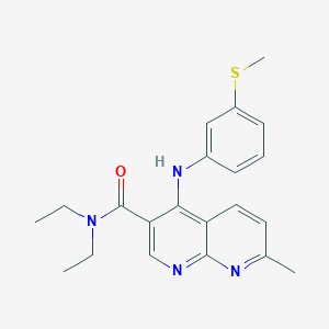 molecular formula C21H24N4OS B2505002 N,N-diethyl-7-methyl-4-{[3-(methylsulfanyl)phenyl]amino}-1,8-naphthyridine-3-carboxamide CAS No. 1251674-17-5