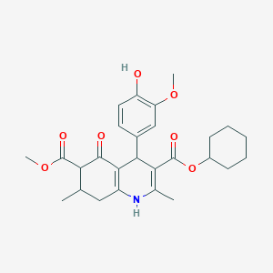 3-Cyclohexyl 6-methyl 4-(4-hydroxy-3-methoxyphenyl)-2,7-dimethyl-5-oxo-1,4,5,6,7,8-hexahydroquinoline-3,6-dicarboxylate