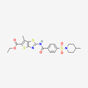 Ethyl 6-methyl-2-(4-((4-methylpiperidin-1-yl)sulfonyl)benzamido)thieno[2,3-d]thiazole-5-carboxylate
