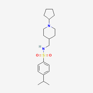molecular formula C20H32N2O2S B2505050 N-((1-cyclopentylpiperidin-4-yl)methyl)-4-isopropylbenzenesulfonamide CAS No. 953259-96-6