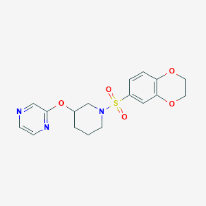 molecular formula C17H19N3O5S B2505053 2-{[1-(2,3-dihydro-1,4-benzodioxine-6-sulfonyl)piperidin-3-yl]oxy}pyrazine CAS No. 2034484-95-0