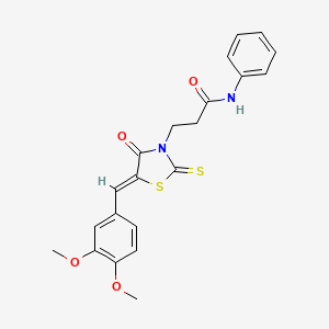 3-[(5Z)-5-[(3,4-dimethoxyphenyl)methylidene]-4-oxo-2-sulfanylidene-1,3-thiazolidin-3-yl]-N-phenylpropanamide