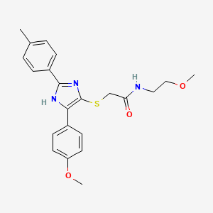 molecular formula C22H25N3O3S B2505087 N-(2-METHOXYETHYL)-2-{[5-(4-METHOXYPHENYL)-2-(4-METHYLPHENYL)-1H-IMIDAZOL-4-YL]SULFANYL}ACETAMIDE CAS No. 901240-49-1