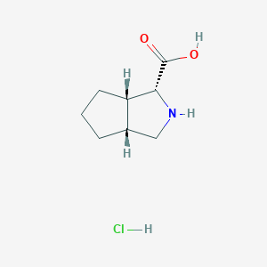 molecular formula C8H14ClNO2 B2505093 Rac-(1R,3aR,6aS)-octahydrocyclopenta[c]pyrrole-1-carboxylic acid hydrochloride CAS No. 2220172-17-6