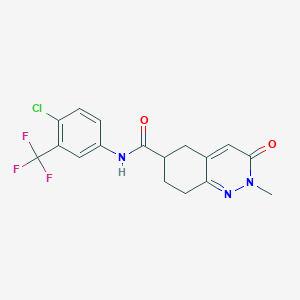 molecular formula C17H15ClF3N3O2 B2505115 N-(4-chloro-3-(trifluoromethyl)phenyl)-2-methyl-3-oxo-2,3,5,6,7,8-hexahydrocinnoline-6-carboxamide CAS No. 1903761-76-1