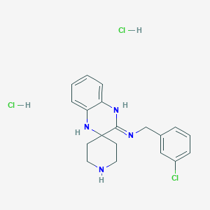 B2505152 N-[(3-Chlorophenyl)methyl]spiro[1,4-dihydroquinoxaline-3,4'-piperidine]-2-imine;dihydrochloride CAS No. 2413876-98-7