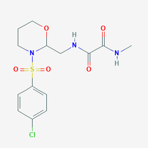 molecular formula C14H18ClN3O5S B2505161 N'-{[3-(4-chlorobenzenesulfonyl)-1,3-oxazinan-2-yl]methyl}-N-methylethanediamide CAS No. 872722-82-2