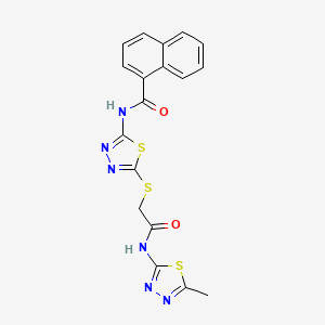 molecular formula C18H14N6O2S3 B2505163 N-[5-({[(5-methyl-1,3,4-thiadiazol-2-yl)carbamoyl]methyl}sulfanyl)-1,3,4-thiadiazol-2-yl]naphthalene-1-carboxamide CAS No. 392319-44-7