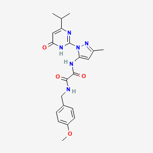 molecular formula C21H24N6O4 B2505164 N1-(1-(4-isopropyl-6-oxo-1,6-dihydropyrimidin-2-yl)-3-methyl-1H-pyrazol-5-yl)-N2-(4-methoxybenzyl)oxalamide CAS No. 1013984-23-0