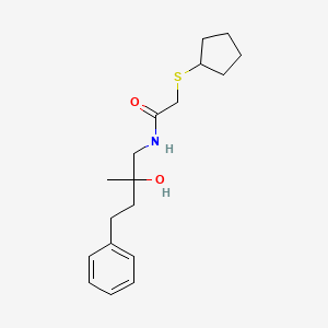 2-(cyclopentylthio)-N-(2-hydroxy-2-methyl-4-phenylbutyl)acetamide