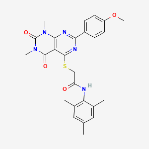 molecular formula C26H27N5O4S B2505177 N-mesityl-2-((2-(4-methoxyphenyl)-6,8-dimethyl-5,7-dioxo-5,6,7,8-tetrahydropyrimido[4,5-d]pyrimidin-4-yl)thio)acetamide CAS No. 852171-67-6