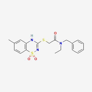 N-benzyl-N-ethyl-2-[(6-methyl-1,1-dioxido-4H-1,2,4-benzothiadiazin-3-yl)thio]acetamide