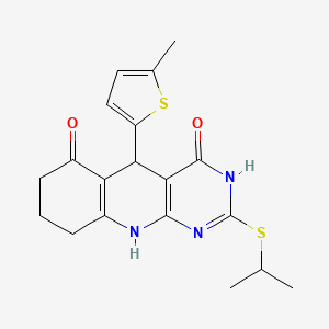 2-(isopropylthio)-5-(5-methylthiophen-2-yl)-7,8,9,10-tetrahydropyrimido[4,5-b]quinoline-4,6(3H,5H)-dione