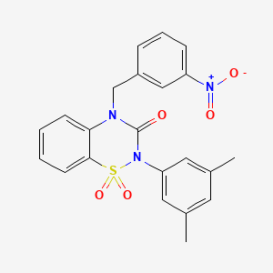 molecular formula C22H19N3O5S B2505195 2-(3,5-dimethylphenyl)-4-(3-nitrobenzyl)-2H-1,2,4-benzothiadiazin-3(4H)-one 1,1-dioxide CAS No. 872206-27-4